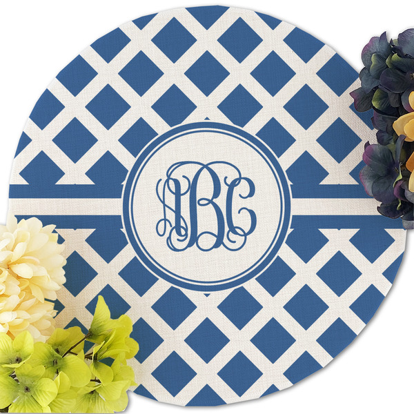 Diamond Round Linen Placemats - Front (w flowers)