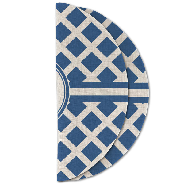 Diamond Round Linen Placemats - HALF FOLDED (double sided)