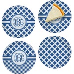 Diamond Set of 4 Glass Appetizer / Dessert Plate 8" (Personalized)