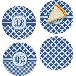 Diamond Set of 4 Glass Appetizer / Dessert Plate 8" (Personalized)