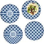 Diamond Set of 4 Glass Lunch / Dinner Plate 10" (Personalized)