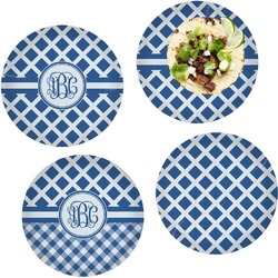 Diamond Set of 4 Glass Lunch / Dinner Plate 10" (Personalized)