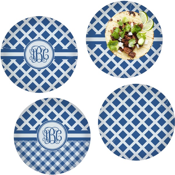 Custom Diamond Set of 4 Glass Lunch / Dinner Plate 10" (Personalized)