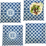 Diamond Set of 4 Glass Square Lunch / Dinner Plate 9.5" (Personalized)