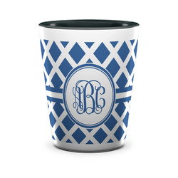 Diamond Ceramic Shot Glass - 1.5 oz - Two Tone - Set of 4 (Personalized)