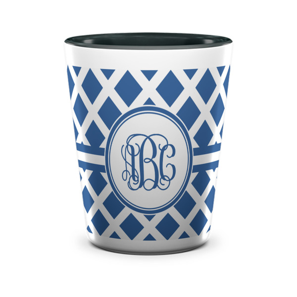 Custom Diamond Ceramic Shot Glass - 1.5 oz - Two Tone - Set of 4 (Personalized)