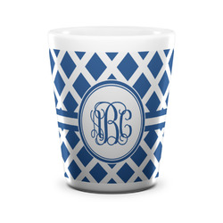 Diamond Ceramic Shot Glass - 1.5 oz - White - Set of 4 (Personalized)