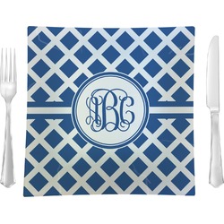 Diamond 9.5" Glass Square Lunch / Dinner Plate- Single or Set of 4 (Personalized)