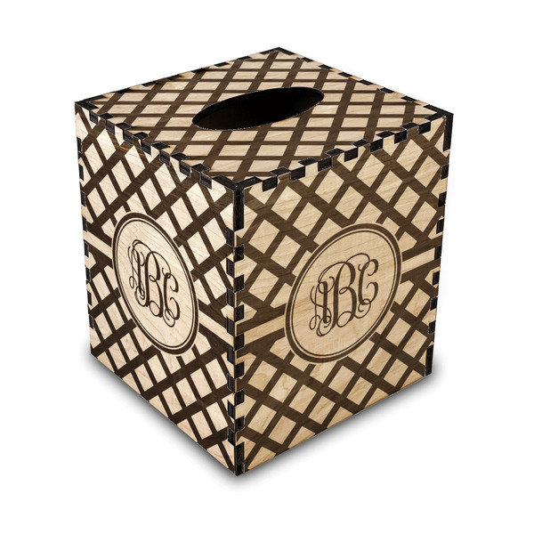 Custom Diamond Wood Tissue Box Cover - Square (Personalized)