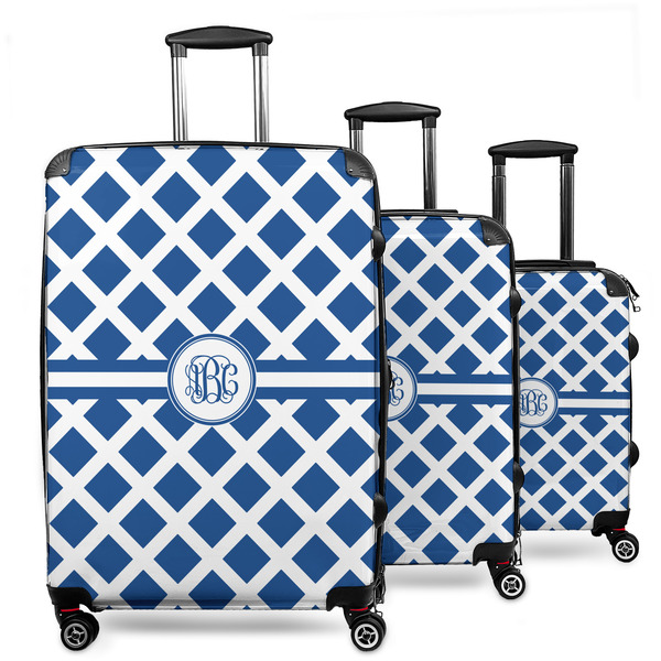 Custom Diamond 3 Piece Luggage Set - 20" Carry On, 24" Medium Checked, 28" Large Checked (Personalized)