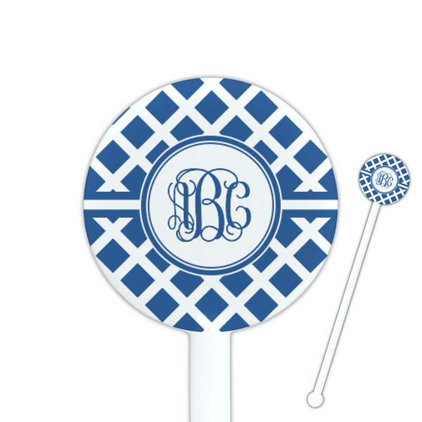 Custom Diamond 5.5" Round Plastic Stir Sticks - White - Single Sided (Personalized)