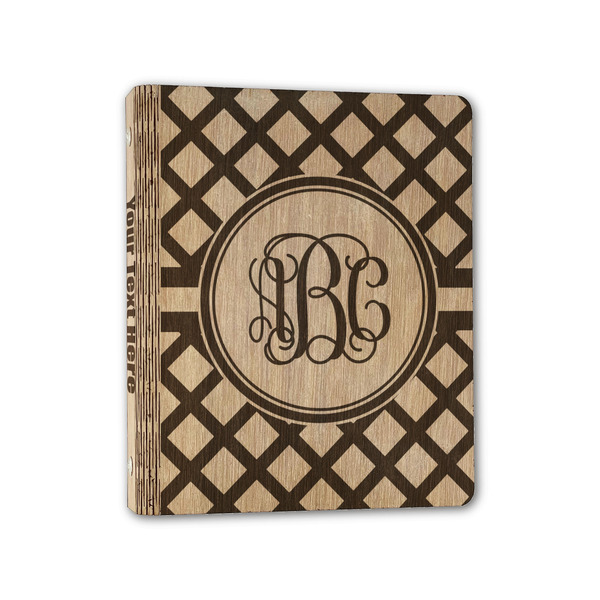Custom Diamond Wood 3-Ring Binder - 1" Half-Letter Size (Personalized)