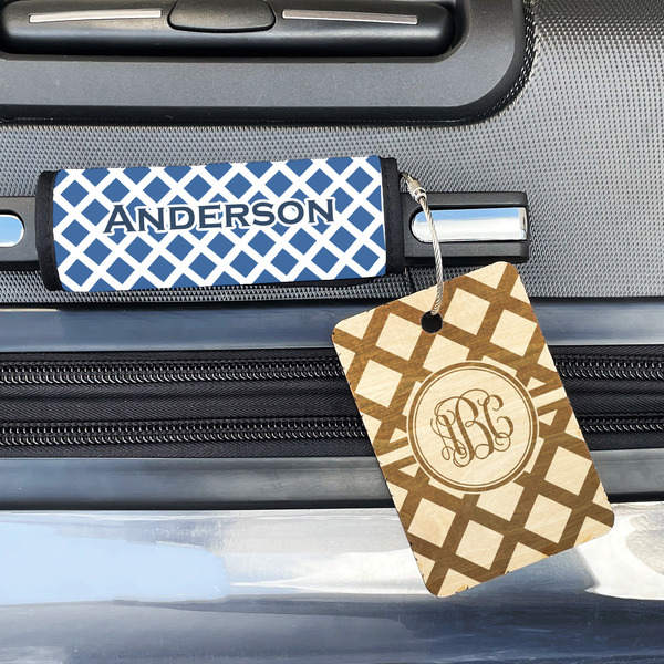 Diamond Wood Luggage Tags - Rectangle - Lifestyle