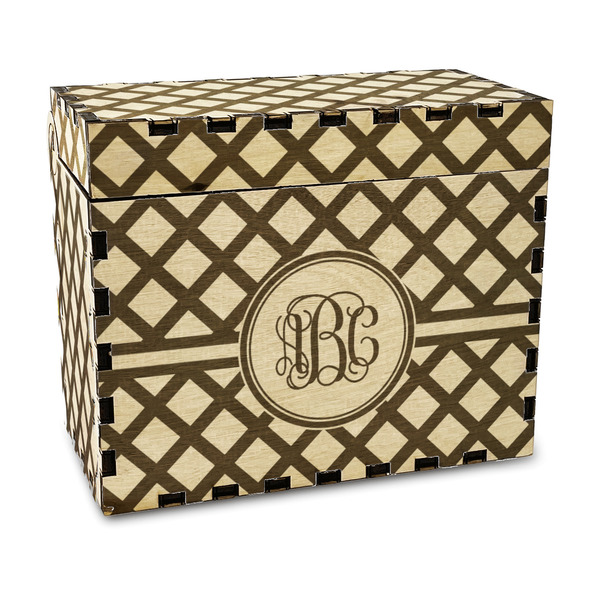 Custom Diamond Wood Recipe Box - Laser Engraved (Personalized)