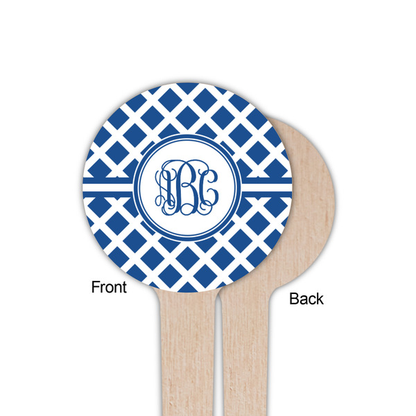 Diamond Wooden 4" Food Pick - Round - Single Sided - Front & Back