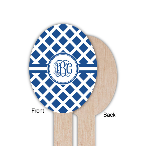 Diamond Wooden Food Pick - Oval - Single Sided - Front & Back