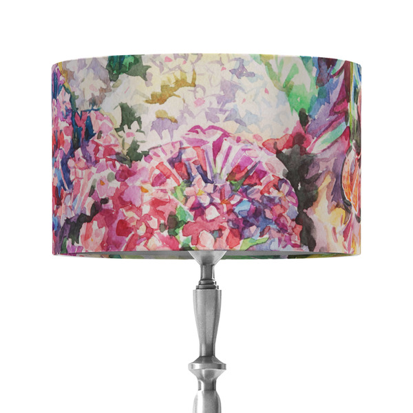 Watercolor Floral 12" Drum Lampshade - ON STAND (Fabric)