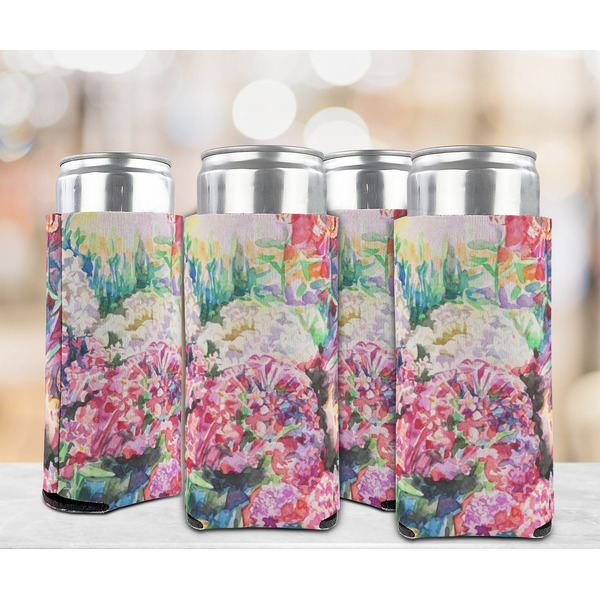 Watercolor Floral 12oz Tall Can Sleeve - Set of 4 - LIFESTYLE