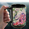 Watercolor Floral 15oz. Black Mug - LIFESTYLE