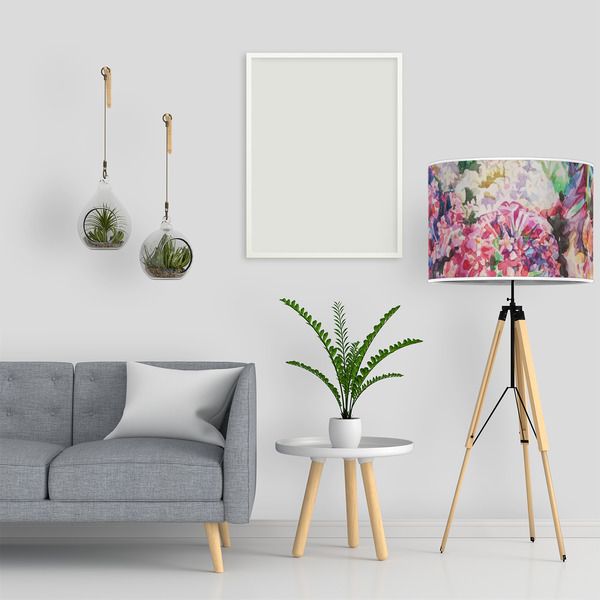 Watercolor Floral 16" Drum Lampshade - LIFESTYLE