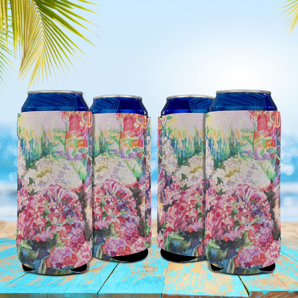 Watercolor Floral 16oz Can Sleeve - Set of 4 - LIFESTYLE