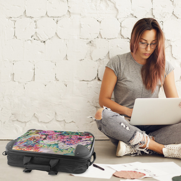 Watercolor Floral 18" Laptop Briefcase - LIFESTYLE