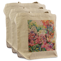 Watercolor Floral Reusable Cotton Grocery Bags - Set of 3