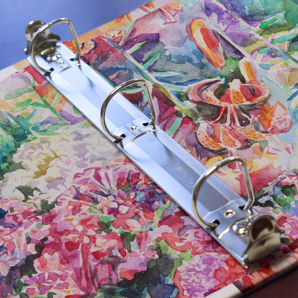 Watercolor Floral 3 Ring Binders - Full Wrap - 1" - DETAIL