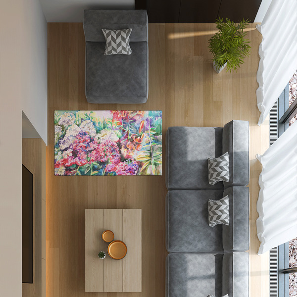 Watercolor Floral 3'x5' Indoor Area Rugs - IN CONTEXT