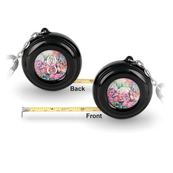 Watercolor Floral 6-Ft Pocket Tape Measure with Carabiner Hook - Front and Back