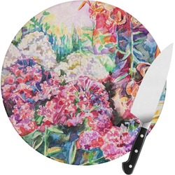 Watercolor Floral Round Glass Cutting Board - Small