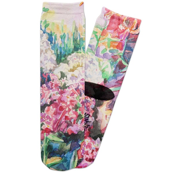 Custom Watercolor Floral Adult Crew Socks