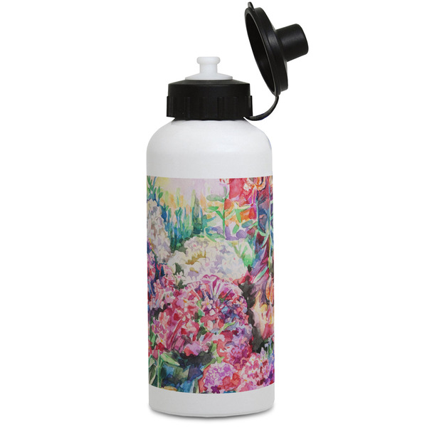 Custom Watercolor Floral Water Bottles - Aluminum - 20 oz - White