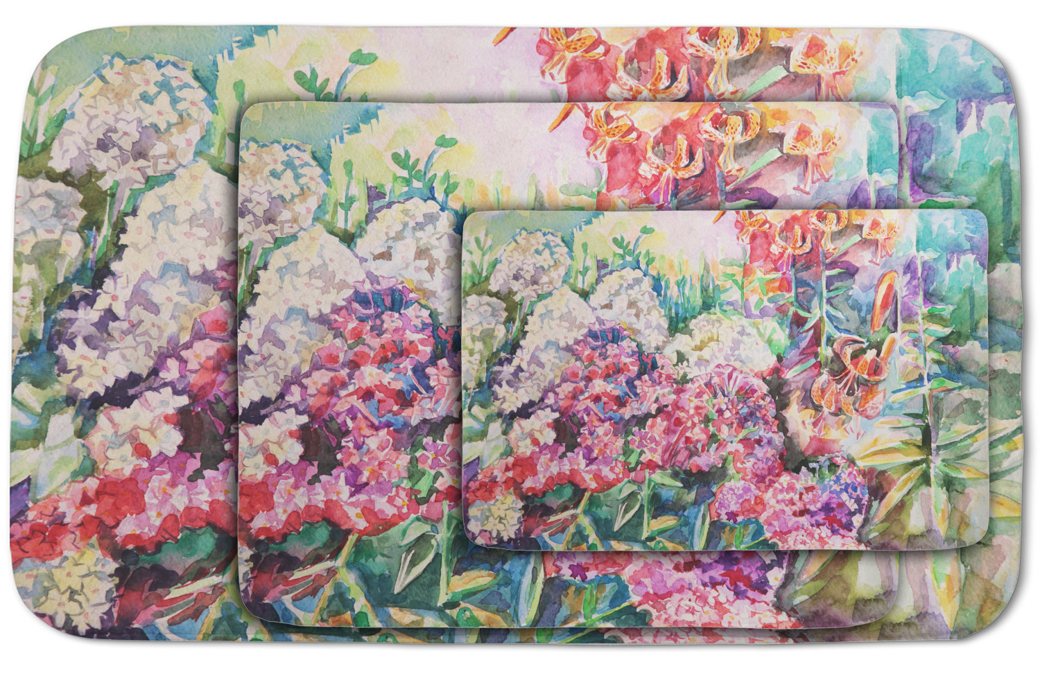 5'x4' YouCustomizeIt Watercolor Floral Area Rug 