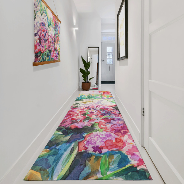 Watercolor Floral Area Rug Sizes - In Context (vertical)