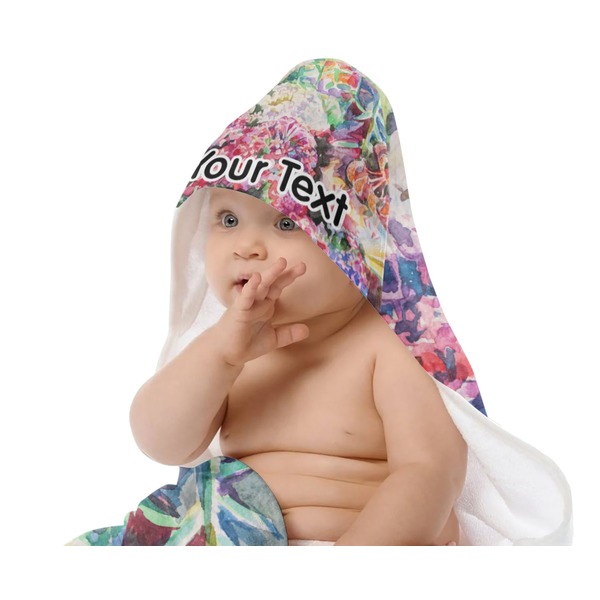 Watercolor Floral Baby Hooded Towel on Child