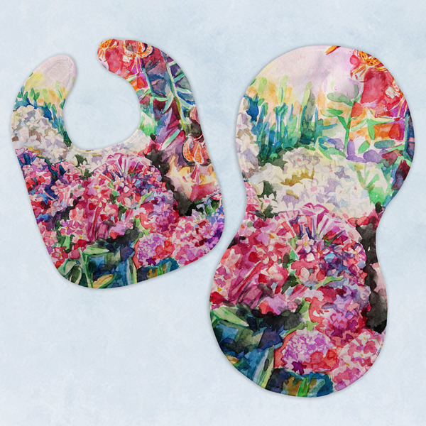 Custom Watercolor Floral Baby Bib & Burp Set