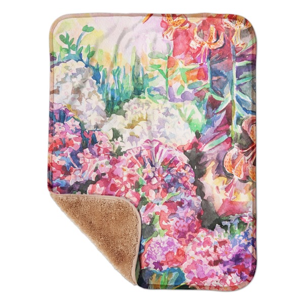 Custom Watercolor Floral Sherpa Baby Blanket - 30" x 40"