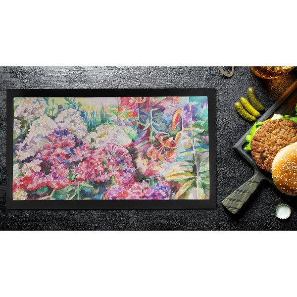 Watercolor Floral Bar Mat - Small - LIFESTYLE