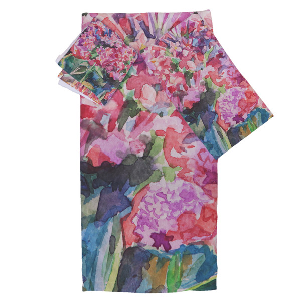 Custom Watercolor Floral Bath Towel Set - 3 Pcs