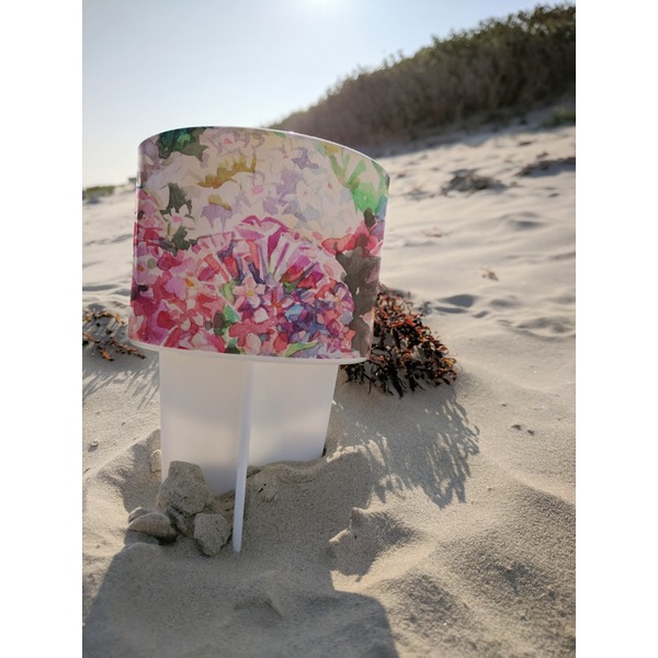 Watercolor Floral Beach Spiker white on beach with sand