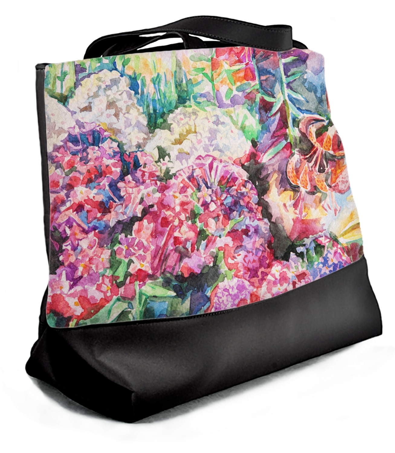 Watercolor Floral Beach Tote Bag - Large - Front - YouCustomizeIt