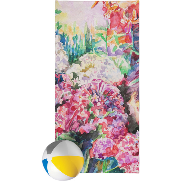 Custom Watercolor Floral Beach Towel