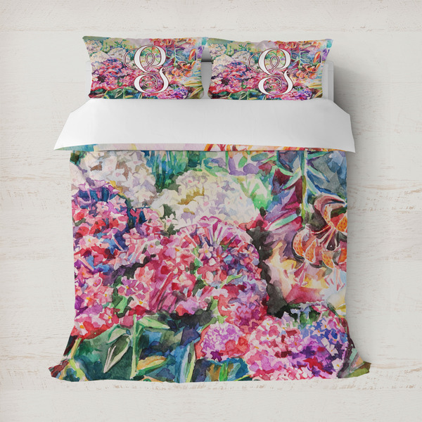 Custom Watercolor Floral Duvet Cover Set - Full / Queen