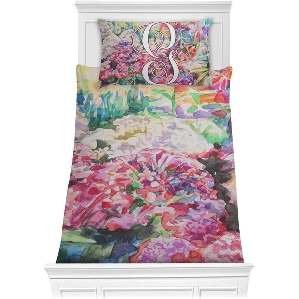 Custom Watercolor Floral Comforter Set - Twin