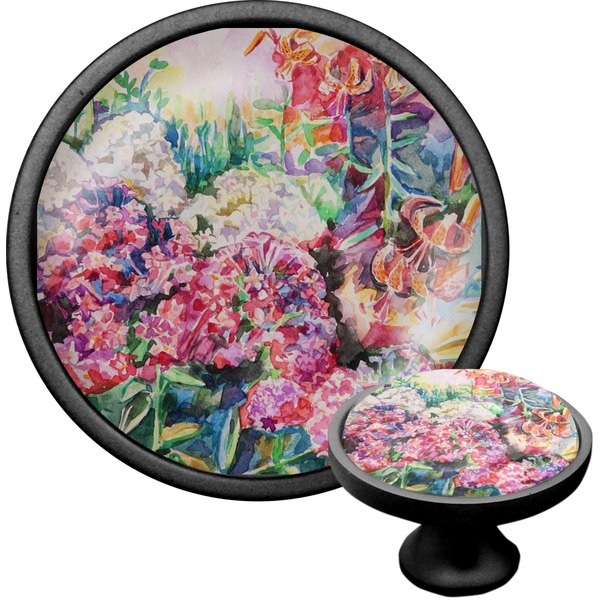 Custom Watercolor Floral Cabinet Knob (Black)