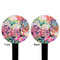 Watercolor Floral Black Plastic 6" Food Pick - Round - Double Sided - Front & Back