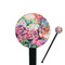 Watercolor Floral Black Plastic 7" Stir Stick - Round - Closeup