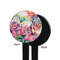Watercolor Floral Black Plastic 7" Stir Stick - Single Sided - Round - Front & Back