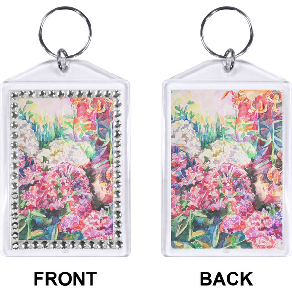 Watercolor Floral Bling Keychain (Front + Back)